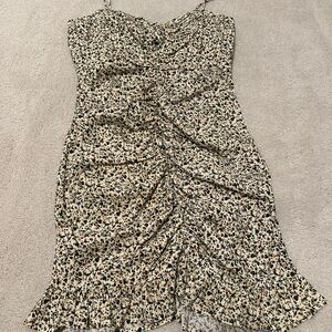 Zara floral ruched dress